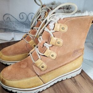 Sorel Women's Cozy Joan Watetproof Winter Snow Boots Elk Tan Suede SIZE 9